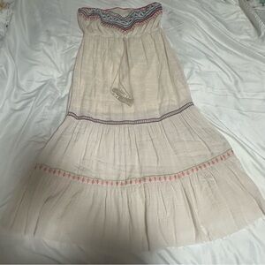 Flying Tomato Pink and White Maxi Dress strapless embroidery